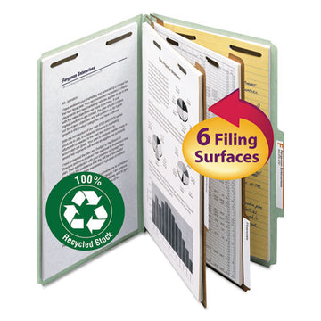 Smead® 100% Recycled Pressboard Classification Folders, 2 Dividers, Legal Size, Gray-green, 10-box freeshipping - TVN Wholesale